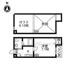 ロフティ上賀茂 1Kの間取図画像