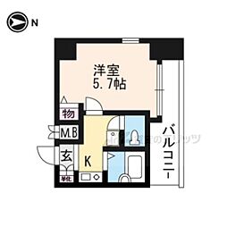 ベラジオ二条城前 1Kの間取図画像