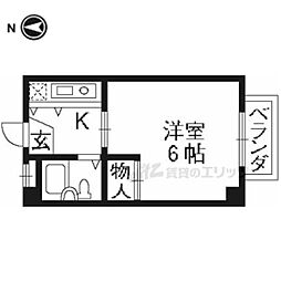 セラヴィ清水五条 1Kの間取図画像