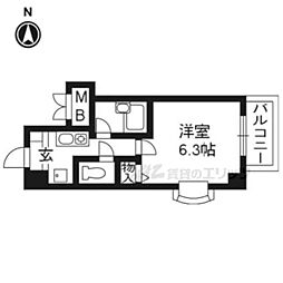ベラジオ四条堀川 1Kの間取図画像