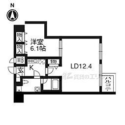 プレサンスNEO京都烏丸 1LDKの間取図画像
