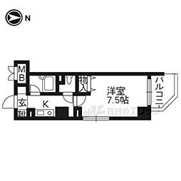 大晋メゾネ四条大宮 1Kの間取図画像