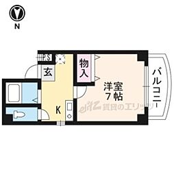 二条CUBE 1Kの間取図画像