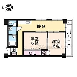 コーポ円座 2LDKの間取図画像