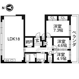 北山アトリエビル 3LDKの間取図画像