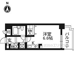 スカイノブレ京都四条大宮 ワンルームの間取図画像
