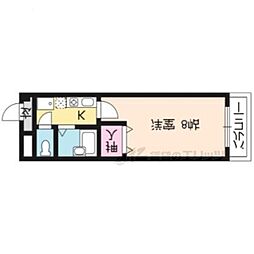 サンパティーク北山 1Kの間取図画像