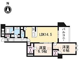 ライオンズ京都御所南室町通 2LDKの間取図画像