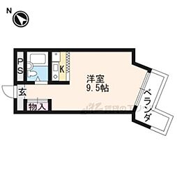 ハウスセゾン京大北 ワンルームの間取図画像