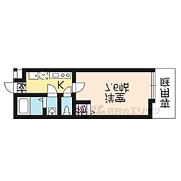 フラッティ四条大宮2 1Kの間取図画像