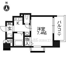 エステムコート京都烏丸3ジャパニズム 1Kの間取図画像