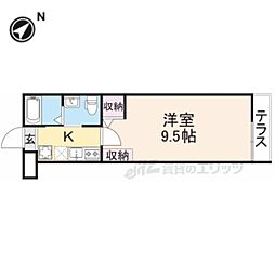 パレ五条清水 1Kの間取図画像