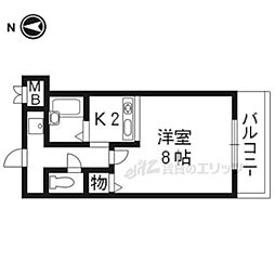 アパートメント宝ケ池 1Kの間取図画像