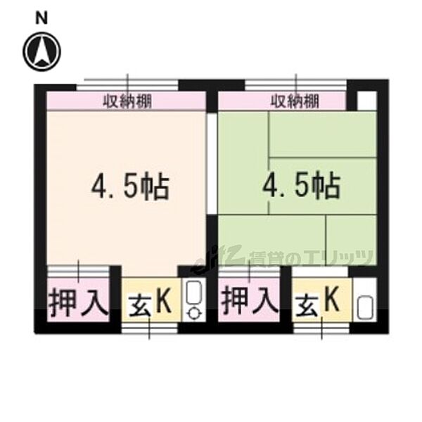 牧定荘 3西｜京都府京都市左京区田中春菜町(賃貸アパート1K・2階・16.37㎡)の写真 その2