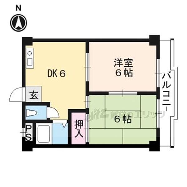 アクアエルフ上賀茂 403｜京都府京都市北区上賀茂朝露ケ原町(賃貸マンション2DK・4階・35.00㎡)の写真 その2