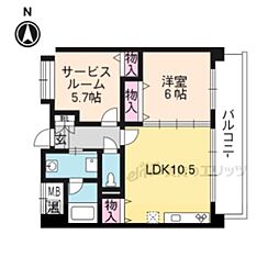 ベリエ茶五 2階2LDKの間取り