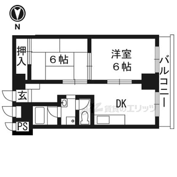 京都府京都市中京区西ノ京東中合町(賃貸マンション2DK・8階・42.00㎡)の写真 その2