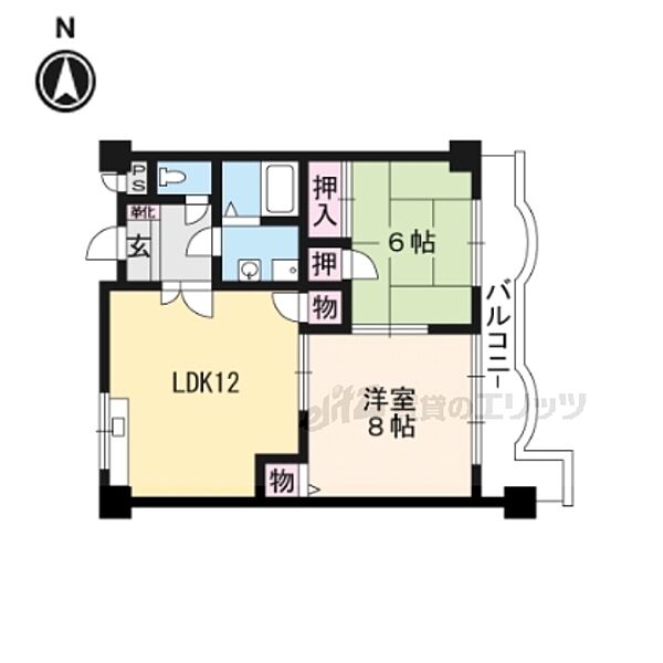 京都府京都市右京区梅津北町(賃貸マンション2LDK・2階・57.61㎡)の写真 その2