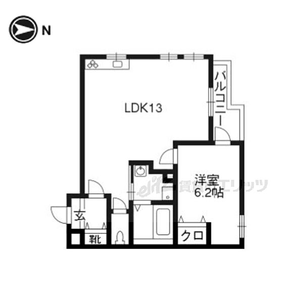 京都府京都市左京区下鴨梅ノ木町(賃貸マンション1LDK・2階・42.71㎡)の写真 その2