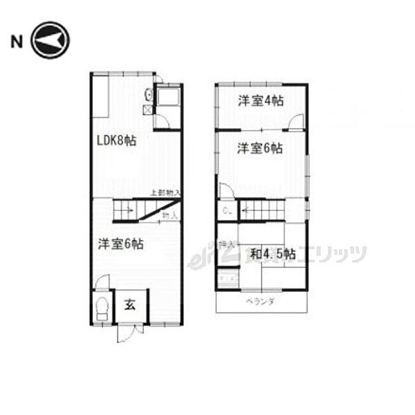 太秦御所ノ内町1-11貸家 ｜京都府京都市右京区太秦御所ノ内町(賃貸一戸建4DK・2階・56.19㎡)の写真 その2