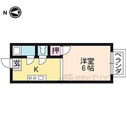 コーポヤシキ 2階1Kの間取り