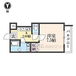 JR山陰本線 花園駅 徒歩4分の賃貸アパート 1階1Kの間取り