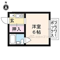 ハイツ外波山 1階1Kの間取り