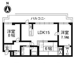 アメニティ双ケ丘 2階3LDKの間取り