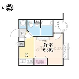 デトム・ワン北山レディース 3階ワンルームの間取り