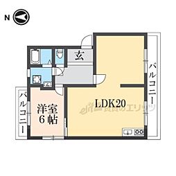 メゾン太秦 4階1LDKの間取り