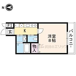 フラッティ御薗橋西 1階1Kの間取り