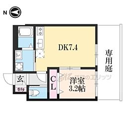 京都地下鉄東西線 太秦天神川駅 徒歩10分の賃貸マンション 1階1DKの間取り