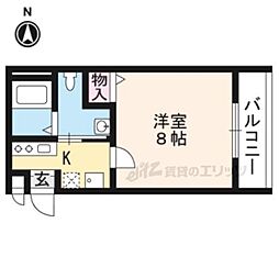 フラッティ堀川下立売 1階1Kの間取り