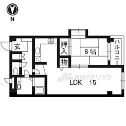 レトロマンションIII 4階1LDKの間取り