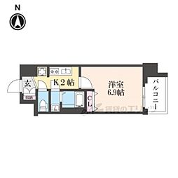 アクアプレイス京都千本丸太町 1Kの間取図画像