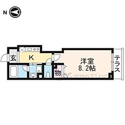 エルミタージュ二条聚楽 1Kの間取図画像