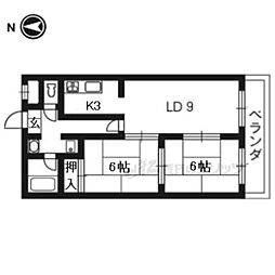 パールシャトー 2LDKの間取図画像
