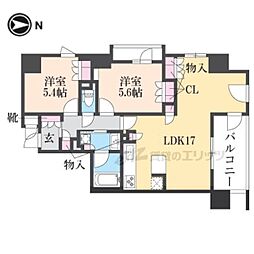 イーグルコート烏丸御池LE・CIEL 2LDKの間取図画像