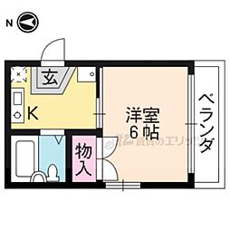 プレジール北山 1Kの間取図画像