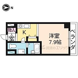 高辻ロイヤルフラッツ 1Kの間取図画像