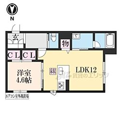 シャーメゾン西朱雀 1LDKの間取図画像