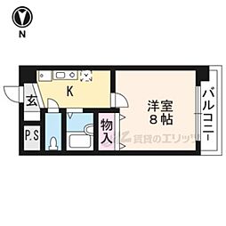 グリーンメイプル衣笠 1Kの間取図画像