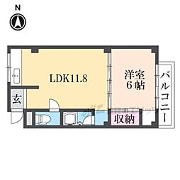 梅津シティーハウス2 1LDKの間取図画像