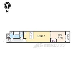 LaFiteSHIMOGAMO 1LDKの間取図画像