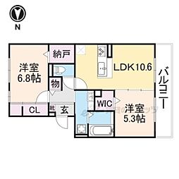 D-ROOM嵯峨嵐山 2LDKの間取図画像