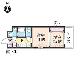 CRESTTAPP京都二条 2Kの間取図画像