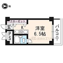 第2百合マンション 1Kの間取図画像