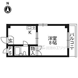 ウイング嵐山 1Kの間取図画像