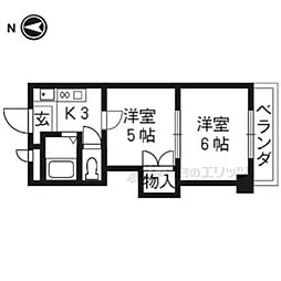 プリマベーラ西京極 2Kの間取図画像