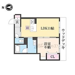 レフィシア松ヶ崎 1LDKの間取図画像